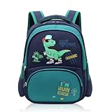 Auirshiky Kinderrucksack Jungen, Kleiner Dinosaurier Rucksack Kinder mit Brustgurt, Wasserdicht...