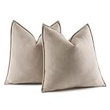 MIULEE 2er Kissenbezug 40x40 Beige Chenille Kissenbezüge Kissenhülle Sofakissen dekokissen...