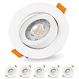 Belns Melns LED Einbaustrahler 230V Flach Dimmbar, 6W IP44 Bad Einbauleuchten Schwenkbar Deckenspots...