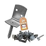 h2i Flechtzaunhalter | Edelstahl | 24 Stück | Flechtzaunbeschlag in L-Form aus Metall | langlebige...