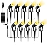 Yuusei Gartenbeleuchtung mit Strom, 10 in 1 Pack 31M Gartenlampen für Draußen, 3000K Warmweiß 27V...