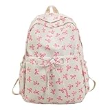 Schleife Rucksack Kawaii Laptop Rucksack Ästhetischer Reise Tagesrucksack für Frauen Schleife...