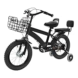 HUOMMGS Kinderfahrrad 14 Zoll Kinder Fahrrad mit Stützrädern und Korb Höhenverstellbar...