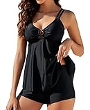 Genfien Damen Zweiteilig Badeanzug Push up Bademoden Bauchweg Tankini Set High Waist Beachwear...
