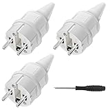 Schuko Stecker mit Knickschutz [3 Stücke], 3 X Gummi Schutzkontaktstecker (250V/16A) +1 X...