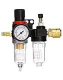 QWORK® 1/4' Druckluft Druckminderer Wasserabscheider mit Manometer für Druckluftkompressor und...