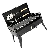 COLLBATH Tragbarer Klappgrill Outdoor Grill mit Grillzubehör Kompakter Koffergrill 44X27X47cm...