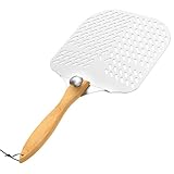 Eyoulife Perforierter Pizzaschieber Aluminium 62x30cm Pizzaschaufel mit Holzgriff Hitzebeständig...