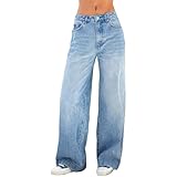 Awayhall Frauen Wide Leg Jeans Gothic Baggy Denim Hosen Hohe Taille Punk Lose Gerade Hosen und...