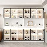 Hochschränke mit LED Lichtern Glasschrank Tür Vitrinen für Wohnzimmer Esszimmer Küche...