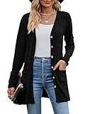 MYCOLORBLUE Alte Zeiten Strickjacken für Damen Elegant Cardigan Gerippt Langarm Knopfleiste mit...