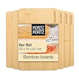 Moritz & Moritz Frühstücksbrettchen Bambus - 6er Schneidebrett Holz Set, natürlich...
