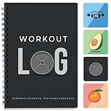 Fitness-Logbuch – Deutsche Sprache – Trainingsplaner – A5-Format, Grau Schwarz –...