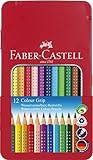 Faber-Castell 112413 - Buntstifte Colour GRIP, 12er Metalletui