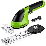WORKPRO Gartenschere Akku 7,2V Grün, Handliche Grasschere Mit 2 Messern, 2.000mAh Akku Und Typ C...