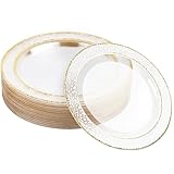 MATANA 20 Premium Plastikteller mit Goldrand, Hartplastik Teller Gold (26cm) - Plastikteller...