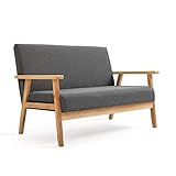 Mingone 2 Sitzer Sofa Gepolsterter Skandinavischer Stil Massivholz Sofa Couch Modern Sessel Holz und...