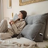 Björn&Schiller Rückenkissen grau, 100 cm - Lesekissen für Bett und Sofa, Keilkissen,...