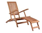 MR. DEKO® Deckchair Yacht Teak | Liegestuhl aus Teakholz - klappbar & wetterfest | Relaxliege für...