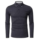 SRZYMJ Herren Poloshirt-Langarm Poloshirt aus Baumwolle Atmungsaktiv Casual T-Shirt mit Tasche GY2...