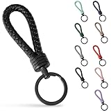 SERASAR Schlüsselanhänger Leder mit Edelstahl Schlüsselring - Zusatzringe für Ideal Auto,...