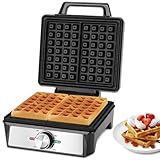 Aigostar Waffeleisen für 2 belgische Waffeln, 1600W, Antihaftbeschichtung, 20,2x17,2x2 cm,...