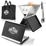 JIMMY BURNS Campinggrill Holzkohle Edelstahl | [Notebook Design] | für 2-4 Personen | Barbecue...