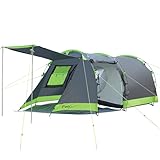 Peirhw Tunnelzelt für 4 Personen, Tipi-Zelt Groß Campingzelt mit Schlafkabine, 3000 mm...