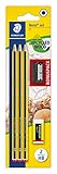 STAEDTLER Bleistifte Noris, HB, sechskant, Set mit 3 unglaublich bruchfesten Bleistiften, 1 Spitzer,...