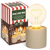 MIJOMA LED Tischlampe mit Motiv-Leuchtmittel – Stimmungslicht mit Betonfuß – batteriebetrieben...