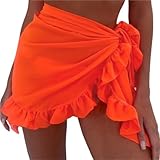 ENWWCH Bikini-Überzüge Sexy Damen Bademode Strandröcke Badeanzug-Überzüge Rüschenröcke...