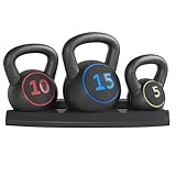 Yaheetech Kettlebell Set Kugelhantel Schwunghantel 5 lb & 10 lb & 15 lb Kettlebells mit Ablageschale...