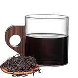 Joberio Kaffee-Gläser, Teetassen, Glas mit Holzgriff, klare Teetassen, kleine Wasserbecher,...