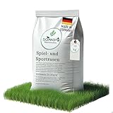 10 kg Rasensamen Sport und Spiel | schnellkeimend |reicht für 400m² Rasen | robust|tiefgrün |...