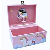 GICO Kinder Spieluhr Schmuckkästchen für Mädchen Schmuckbox pink, Einhorn - Melodie: Schwanensee...