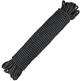 30M Paracord Seil Schwarz, 6MM Dick Nylon Outdoor Seil, Kletterndes Zugbinde Seil für kampierenden...