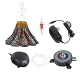 YWNYT Aquarium Vulkan Ornament Kit mit Luftpumpe, Bunte LED Licht Luft Stein Luft Blaser Dekoration...