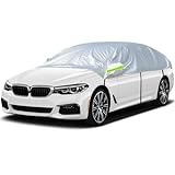 Halbgarage Autoabdeckung, Universal Halbe Autoabdeckung Allwetter Schutz mit Haken und Riemen,...