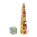 Janod - The 4 Seasons Square Pyramid - Stacking Blocks - Toddler Manipulation Toy - For children...