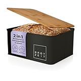 Lumaland Cuisine Brotkasten | Brotdose aus Metall mit Bambus Deckel | Brotbox rechteckig 30,5 x 23,5...
