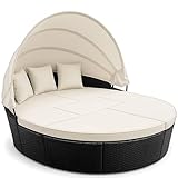 Casaria® Sonnenliege Sonneninsel 226cm XXL Wetterfest mit verstellbaren Dach & 3 Kissen Gartenliege...