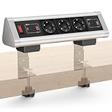 3 Fach Tischsteckdose mit 2 USB C PD 20W, Steckdosenleiste Schreibtisch mit Schalter,...