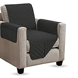 Sesselschoner (Schwarz) gesteppt - 190x165cm - Sesselauflage mit Armlehnen und Taschen -...