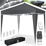 KESSER® Pavillon Faltpavillon 3x3m mit LED Beleuchtung Solar Fernbedienung | Gartenzelt...