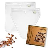 DuEco Nussmilchbeutel mit 2 Stück für Bio Nussmilch & Pflanzenmilch - Mehrzweck Passiertuch für...