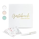 Kardello Gästebuch Hochzeit Blanko mit Gratis Stickern & Stift - Premium Hochzeitsgästebuch mit...