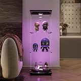 EIFSON Glasvitrine Standvitrine, Vitrinenschrank mit 1 Türen und 3-stufige, Glas Vitrine mit Led...