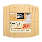 Moritz & Moritz Frühstücksbrettchen Bambus - 6er Schneidebrett Holz Set, natürlich...