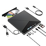 7-in-1 Externes Blu-Ray-Laufwerk, 4K-Blu-Ray-Brenner mit USB 3.0 Typ-C Tragbarem Blu-Ray-Laufwerk,...