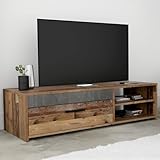 Forte PACO TV-Schrank 120, modernes Lowboard mit 1 Klappe, TV-Rack, Holzwerkstoff, Old-Wood Vintage...